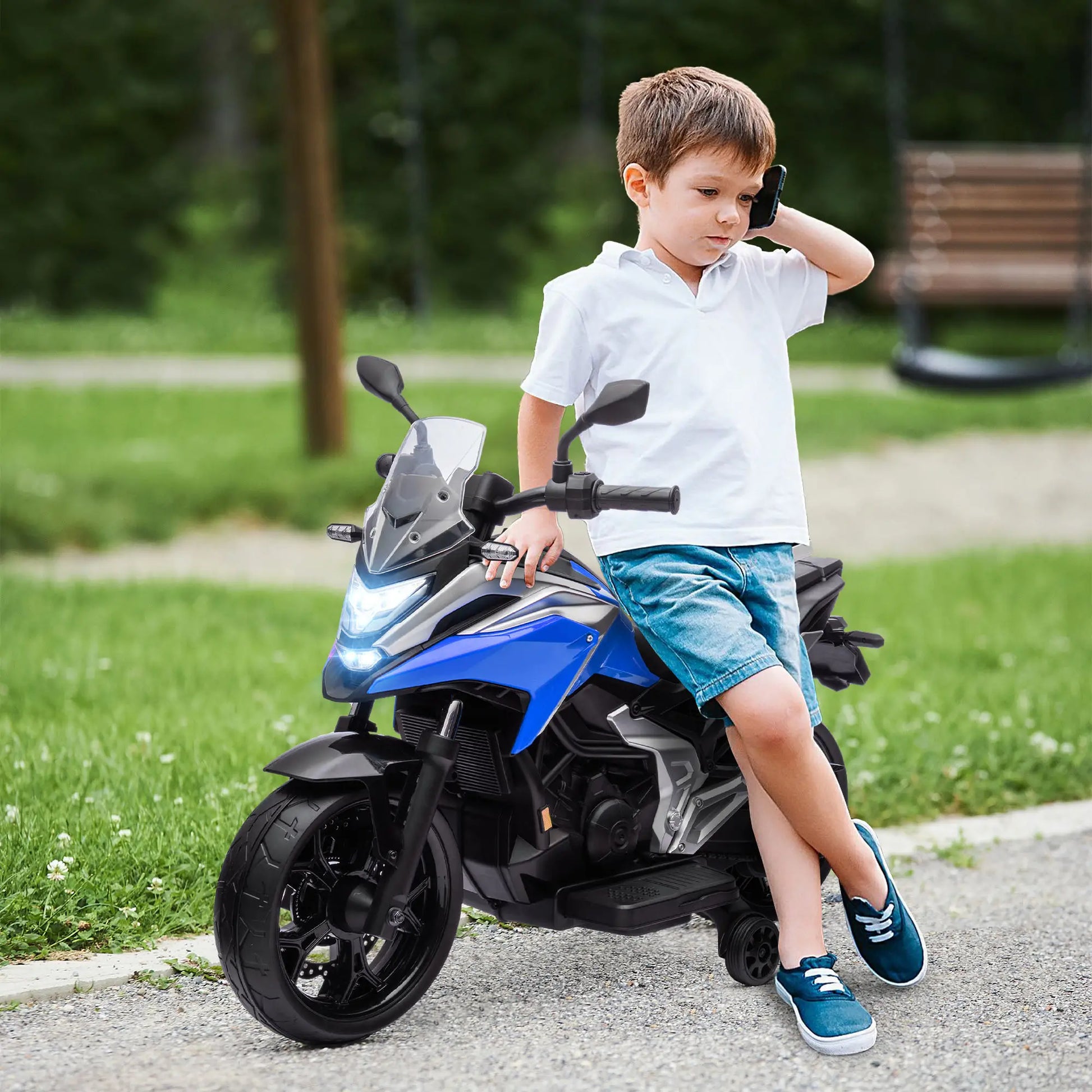 12V Ride on Motorbike for Kids, for 3-6 Years, Blue Electric Motorcycles at Gallery Canada