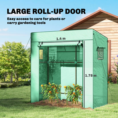 Walk-In Tomato Greenhouse, Reinforced PE Cover, Roll-Up Door, Mesh Windows, Green Greenhouses at Gallery Canada