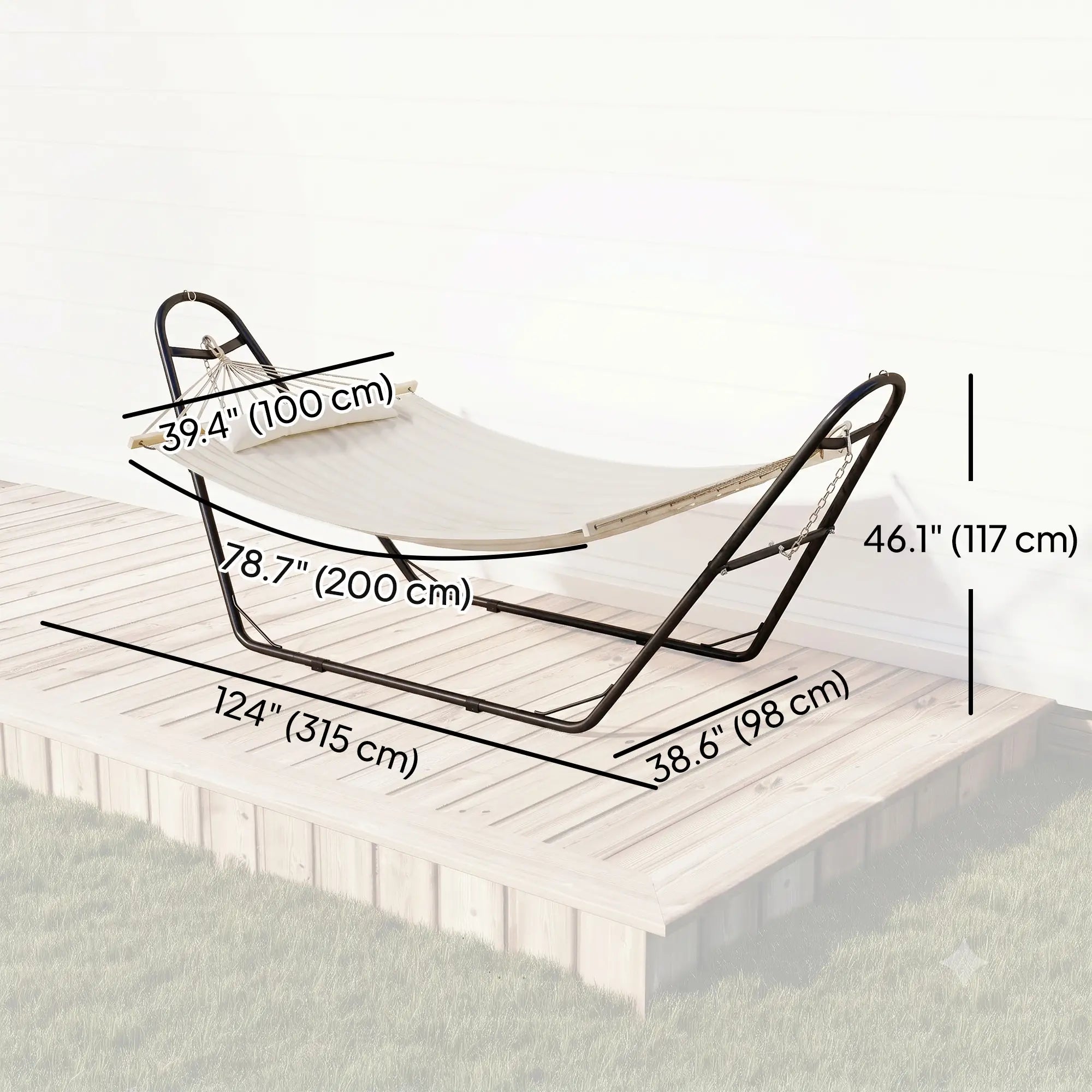 Heavy Duty Camping Hammock With Stand, Detachable Pillow, 264 Lbs, Cream White Camping Hammocks at Gallery Canada
