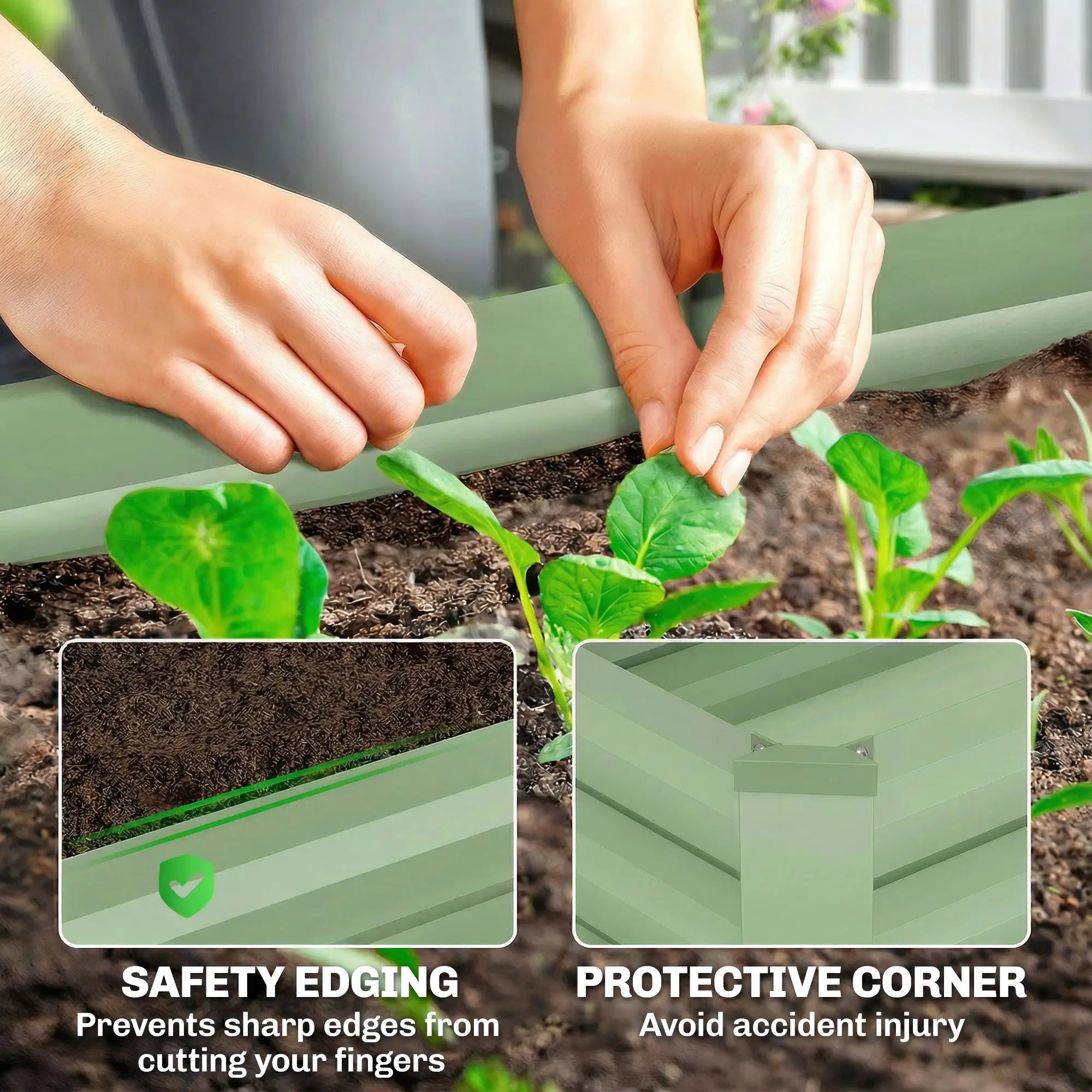 Galvanized Raised Garden Bed Set, 2 Light Green Planter Boxes, Light Green Galvanized Planter Boxes at Gallery Canada