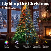 Sapin de Noël Frasier Grande Fir de 7,5 pieds, lumières LED, télécommande, minuterie