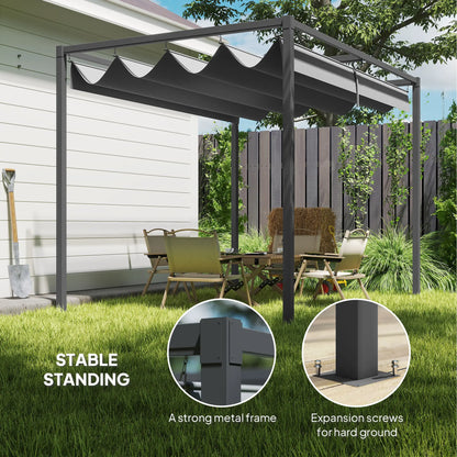 10x7ft Pergola, Retractable Roof, Outdoor Patio Sun Shelter, Grey Pergolas at Gallery Canada
