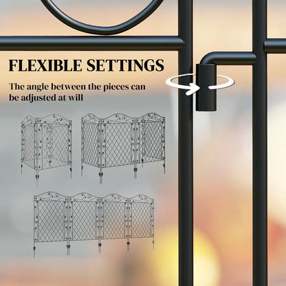 Metal Garden Fence Panels, Animal Barrier, Border Edging, 4 Pack, Wavey Vines Garden Fences at Gallery Canada