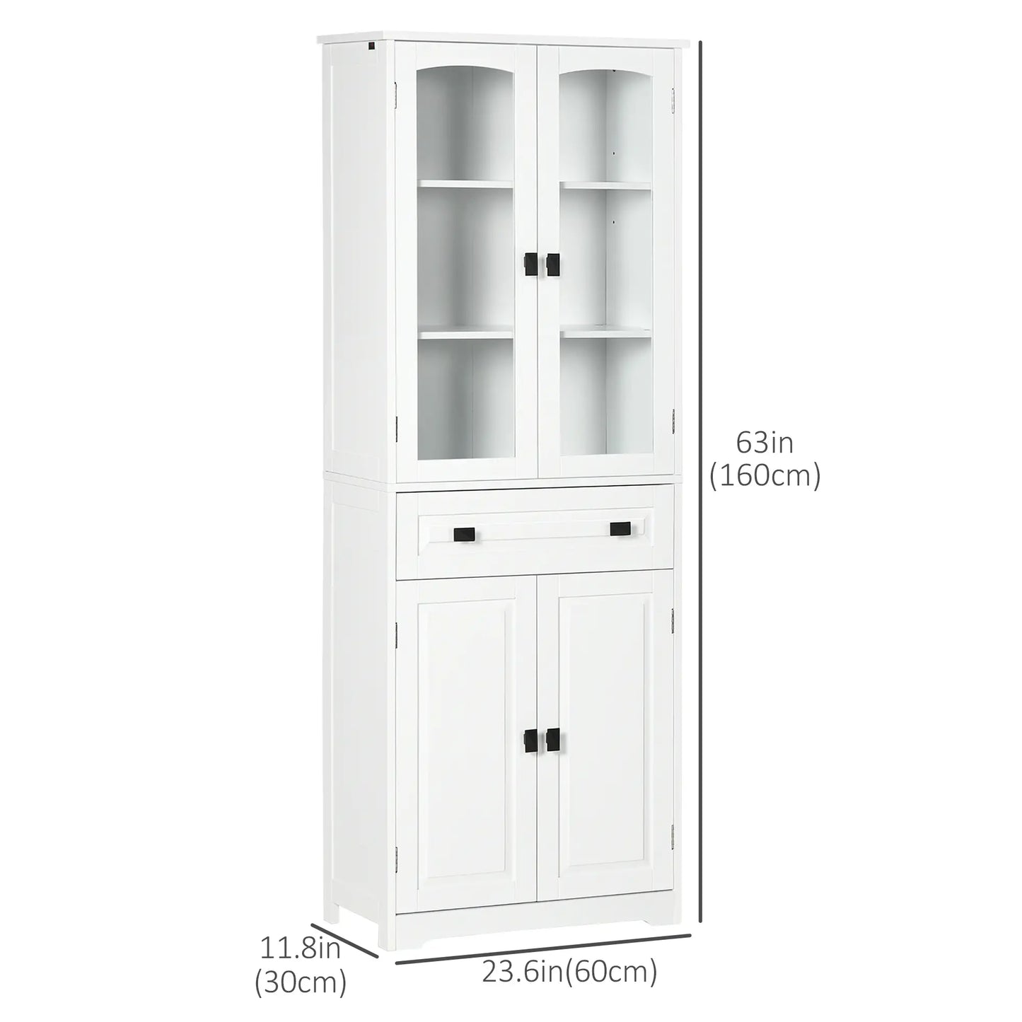 63" 4-Door Kitchen Pantry Cabinet, Adjustable Shelves, White Kitchen Pantry Cabinets at Gallery Canada