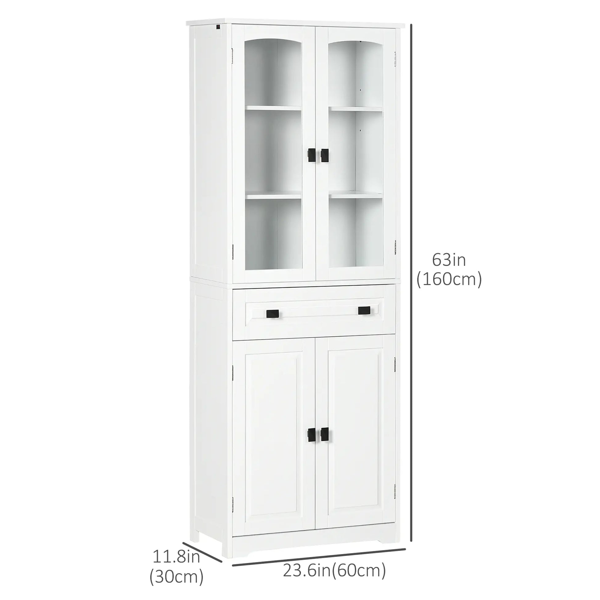 63" 4-Door Kitchen Pantry Cabinet, Adjustable Shelves, White Kitchen Pantry Cabinets at Gallery Canada