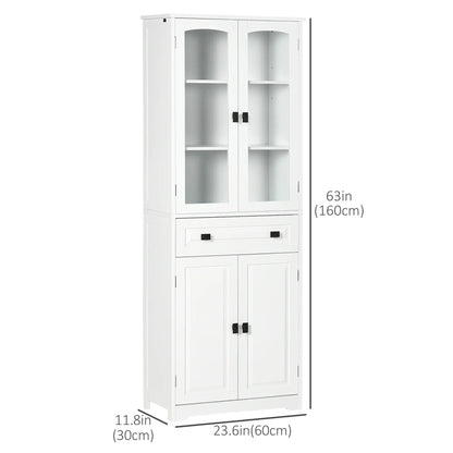 63" 4-Door Kitchen Pantry Cabinet, Adjustable Shelves, White Kitchen Pantry Cabinets at Gallery Canada