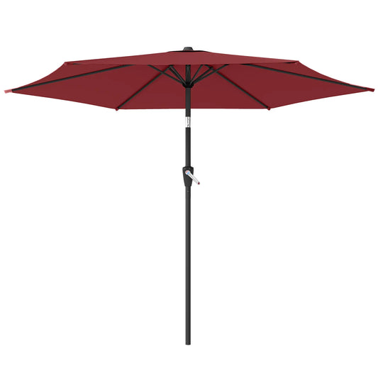 9FT Patio Umbrella, Tilt Crank, 6 Ribs, UV Protection Sun Umbrellas Wine Red, Dark Grey at Gallery Canada