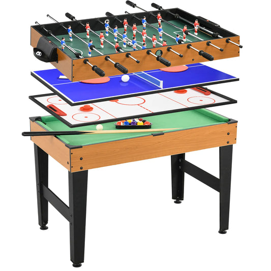 43'' Multi-Gaming Table, Billiards Hockey Tennis Foosball, Family Fun Game Tables Natural Wood, Black at Gallery Canada
