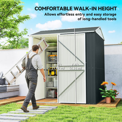 7' x 6' Tall Outdoor Storage Shed, Waterproof Metal Garden Shed, Dark Grey Sheds at Gallery Canada