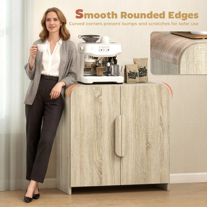 31.5" Meuble bas de cuisine, Bois naturel, Porte à fermeture douce, Étagère réglable