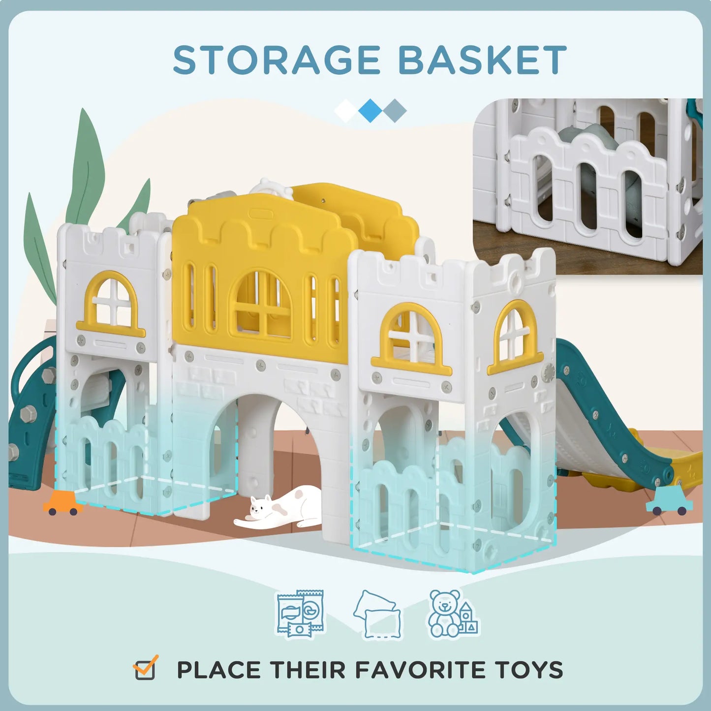 7 in 1 Toddler Slide, Basketball Hoop, Climber, Telescope, Yellow Gym Sets & Swings at Gallery Canada