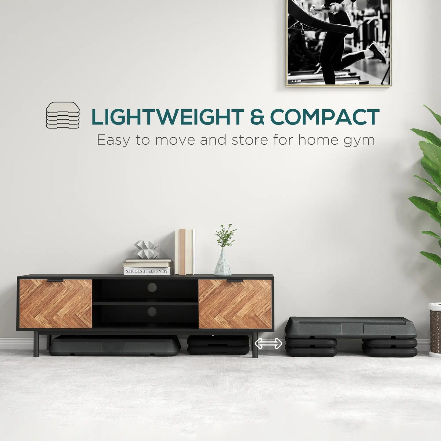 Adjustable Aerobic Stepper, 3-Level 4", 6", 8", 330lbs, Grey Aerobic Equipment at Gallery Canada