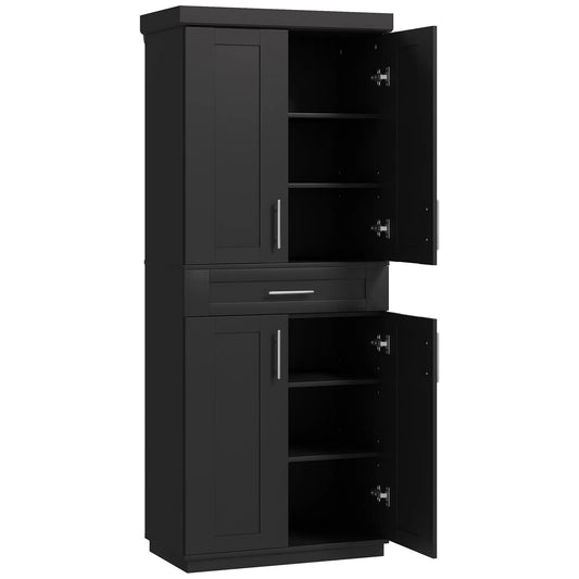 72 Storage Cabinet, 4 Doors, Drawer, 3 Adjustable Shelves, Black Kitchen Pantry Cabinets Black at Gallery Canada