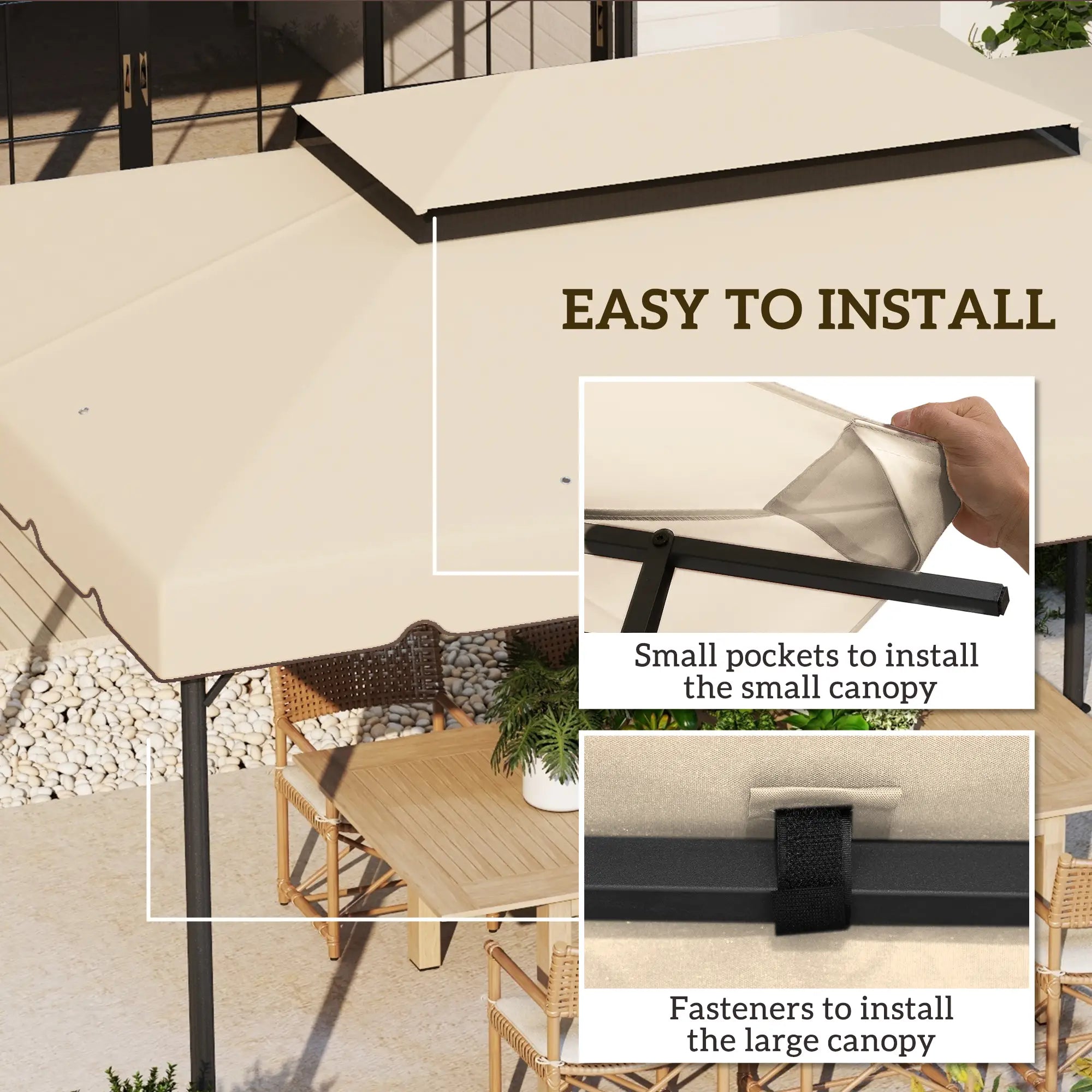 13' x 10' Gazebo Canopy, Double Vented Roof, Cream Gazebo Canopy Replacement at Gallery Canada