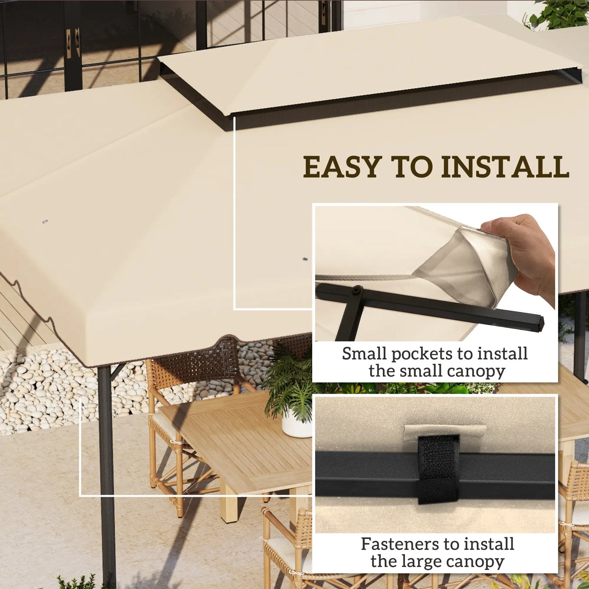 13' x 10' Gazebo Canopy, Double Vented Roof, Cream Gazebo Canopy Replacement at Gallery Canada