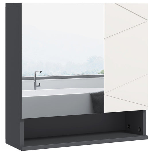 Medicine Cabinet, Wall Mounted Bathroom Mirror Cabinet with Mirrored Door, Adjustable Shelf and Soft Close Mechanism, Light Grey at Gallery Canada