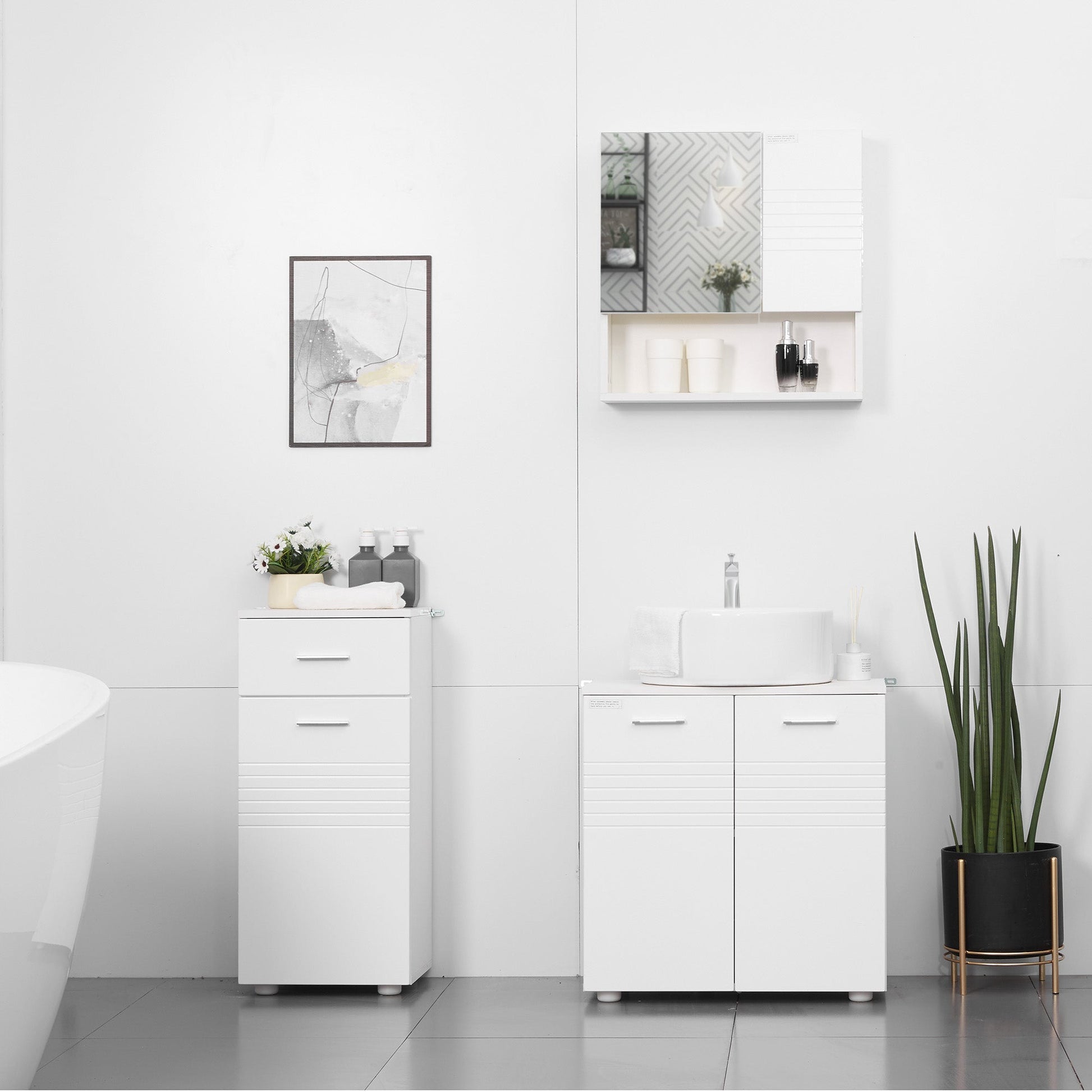 Medicine Cabinet with Mirror, Bathroom Wall Cabinet, Storage Organizer with Mirror Door, Adjustable Shelf, White at Gallery Canada