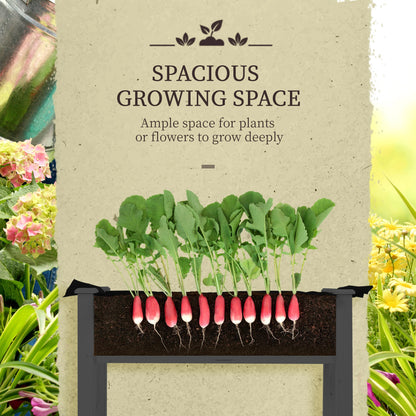 Raised Garden Bed With PE Cover, Outdoor Elevated Wood Planter Box, Dark Gray Elevated Garden Beds at Gallery Canada