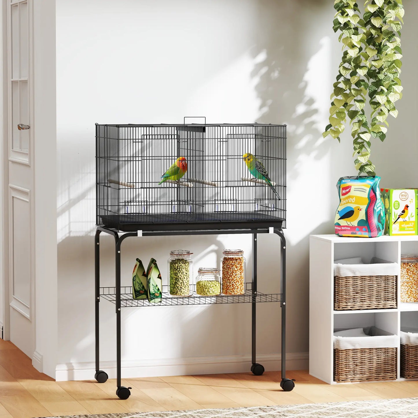 46" H Bird Cage, Large Parakeet Cage, With Divider, Black Bird Cages at Gallery Canada