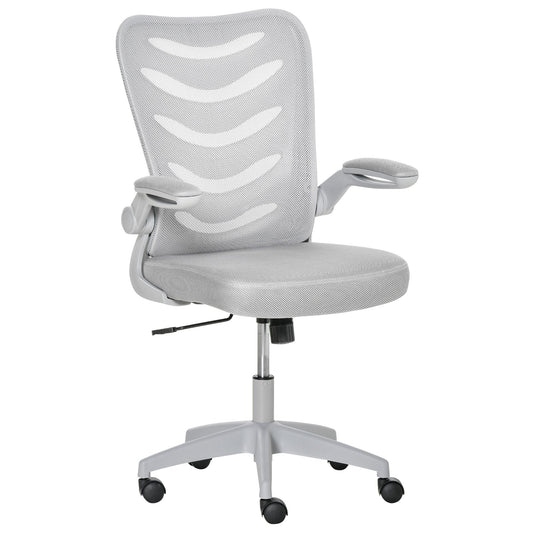 Mesh Office Chair Mid Back Task Desk Chair with Lumbar Back Support, Flip-Up Arm, Adjustable Height, Grey - Gallery Canada