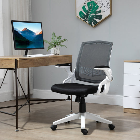 Mesh Office Chair Swivel Task Desk Chair with Lumbar Back Support, Adjustable Height, Flip-Up Arm, Black - Gallery Canada