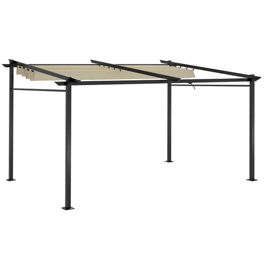 Metal Pergola with Sliding Roof Canopy, Retractable Pergola Canopy, 10' x 13', Beige - Gallery Canada