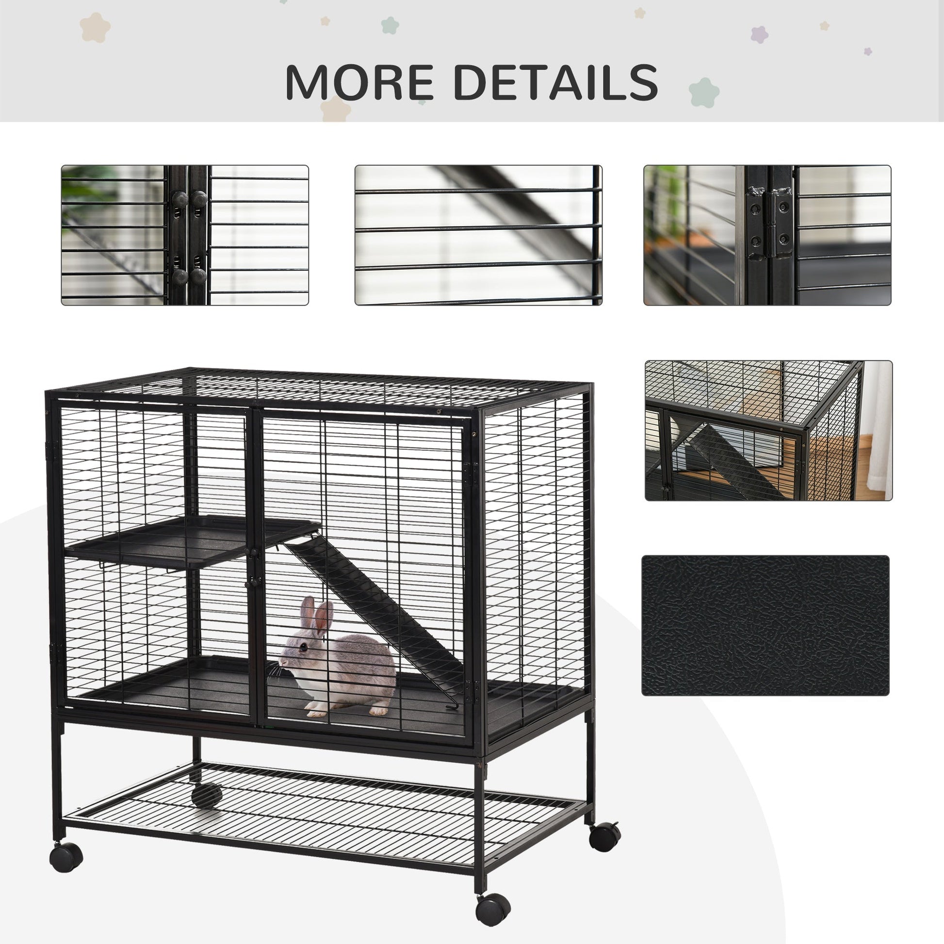 Metal Small Animal Cage Rolling Cat Playpen Critter Nation for Ferret Chinchilla Guinea Pig Play House with Universal Wheels, Black - Gallery Canada