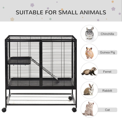 Metal Small Animal Cage Rolling Cat Playpen Critter Nation for Ferret Chinchilla Guinea Pig Play House with Universal Wheels, Black - Gallery Canada
