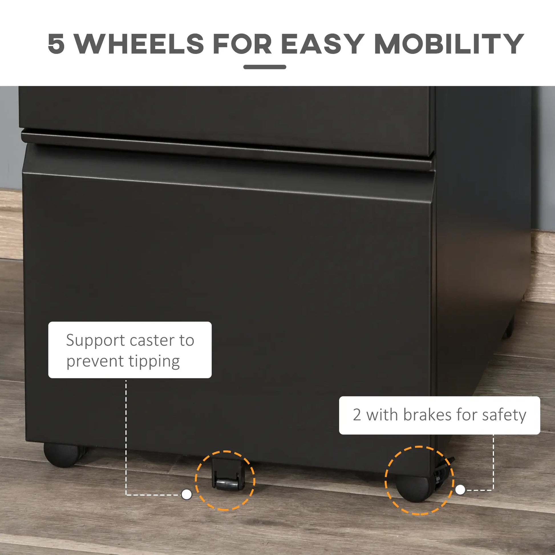3 Drawer Lockable Filing Cabinet on Wheels, Legal Letter A4, Black Office Cabinets & Cupboards at Gallery Canada