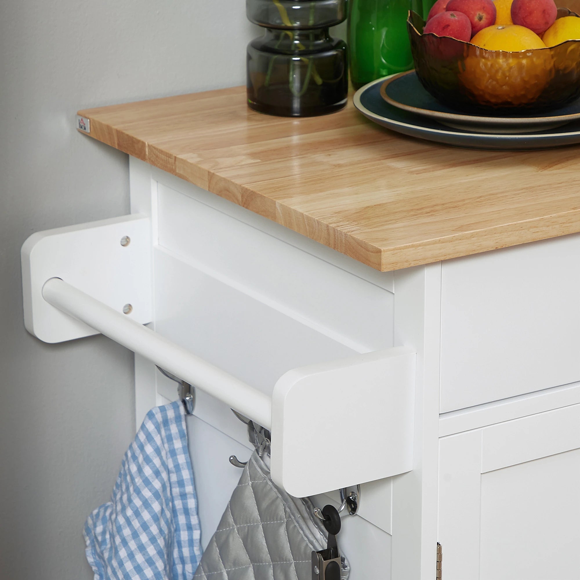 Rolling Kitchen Island with Storage, Adjustable Shelf, White Kitchen Islands & Kitchen Carts at Gallery Canada