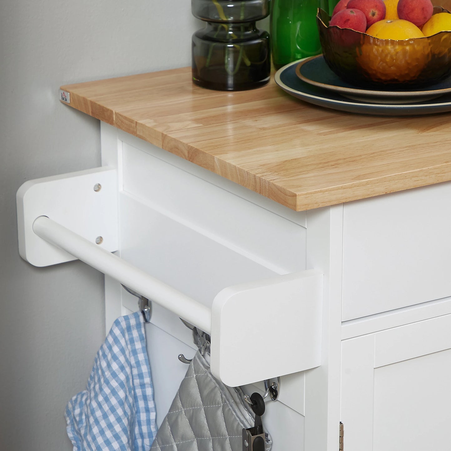 Rolling Kitchen Island with Storage, Adjustable Shelf, White Kitchen Islands & Kitchen Carts at Gallery Canada