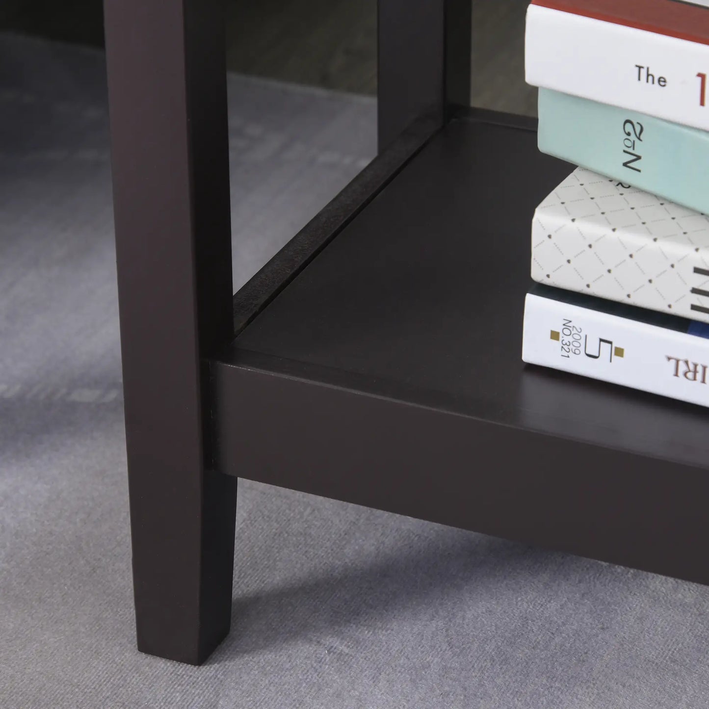 Flip Top End Side Table with Cabinet, Bottom Shelf, Dark Coffee Side Tables at Gallery Canada