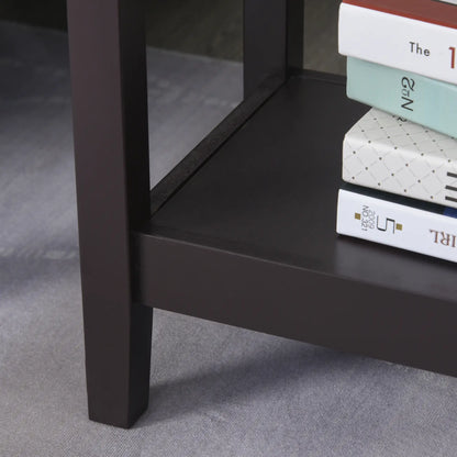 Flip Top End Side Table with Cabinet, Bottom Shelf, Dark Coffee Side Tables at Gallery Canada