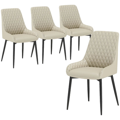 Upholstered Kitchen Chairs Set of 4, Diamond Tufting, Steel Legs, Khaki Dining Chairs at Gallery Canada