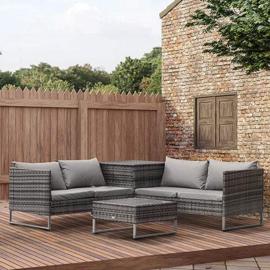 4 Piece Patio Furniture Set, Coffee Table, Corner Table, Backyard, Porch Patio Furniture Sets Mixed Grey at Gallery Canada