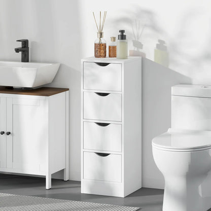 4-Drawer Bathroom Cabinet, Freestanding Narrow Storage, White Bathroom Cabinets at Gallery Canada