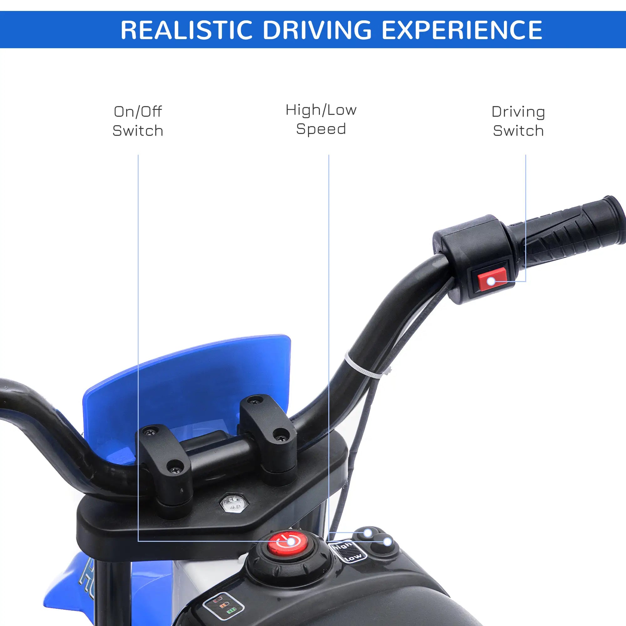 Kids Dirt Bike, 12V Battery, Training Wheels, Blue Electric Motorcycles at Gallery Canada