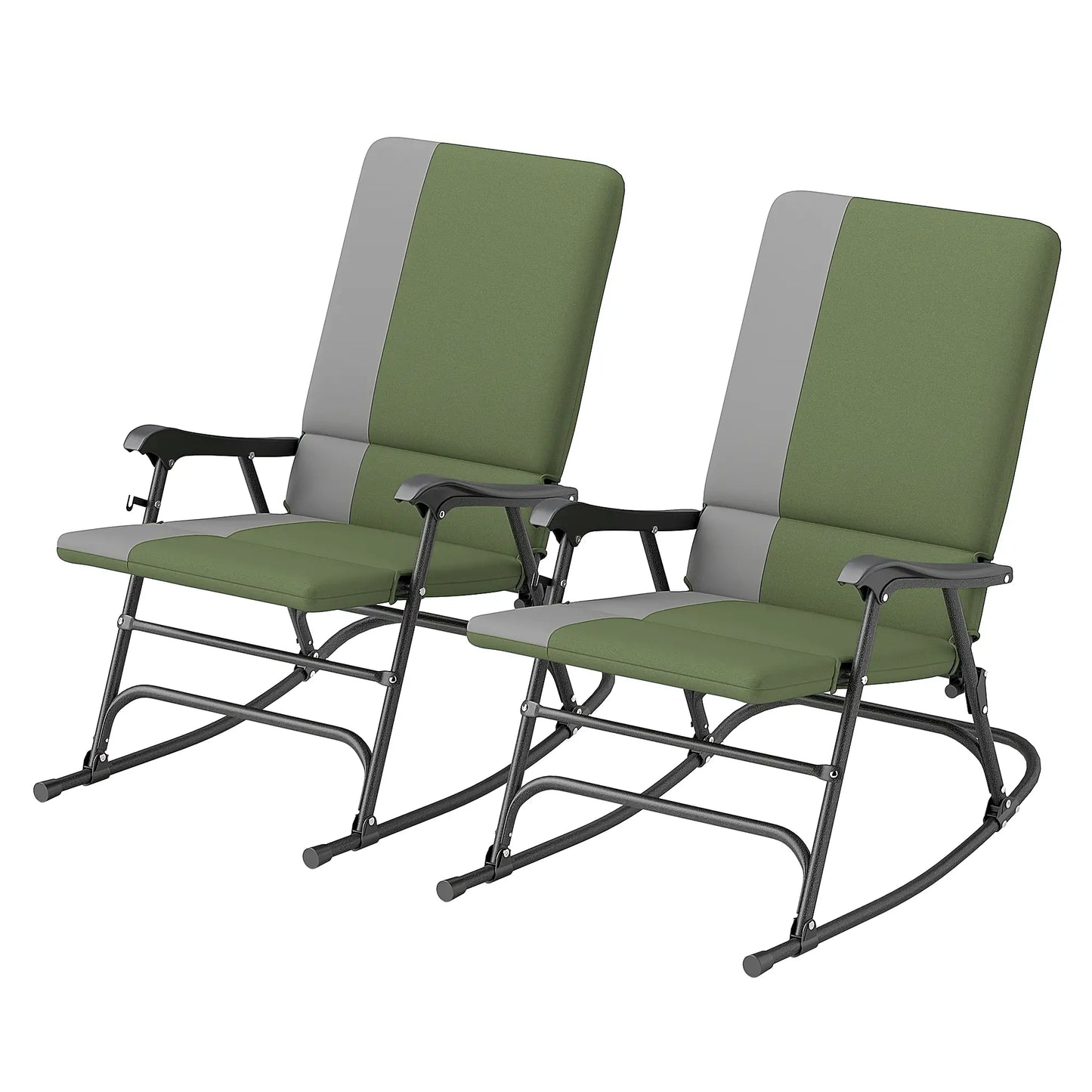 Folding Rocking Chair Set, Oversized Outdoor, 400 lbs Capacity, Green Outdoor Rocking Chairs Black, Grey and Dark Green at Gallery Canada