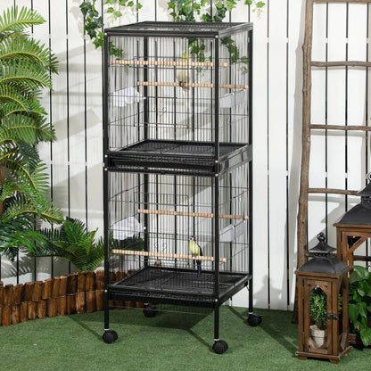 55.1" 2 In 1 Bird Cage Aviary, Parakeet House, Black Bird Cages at Gallery Canada