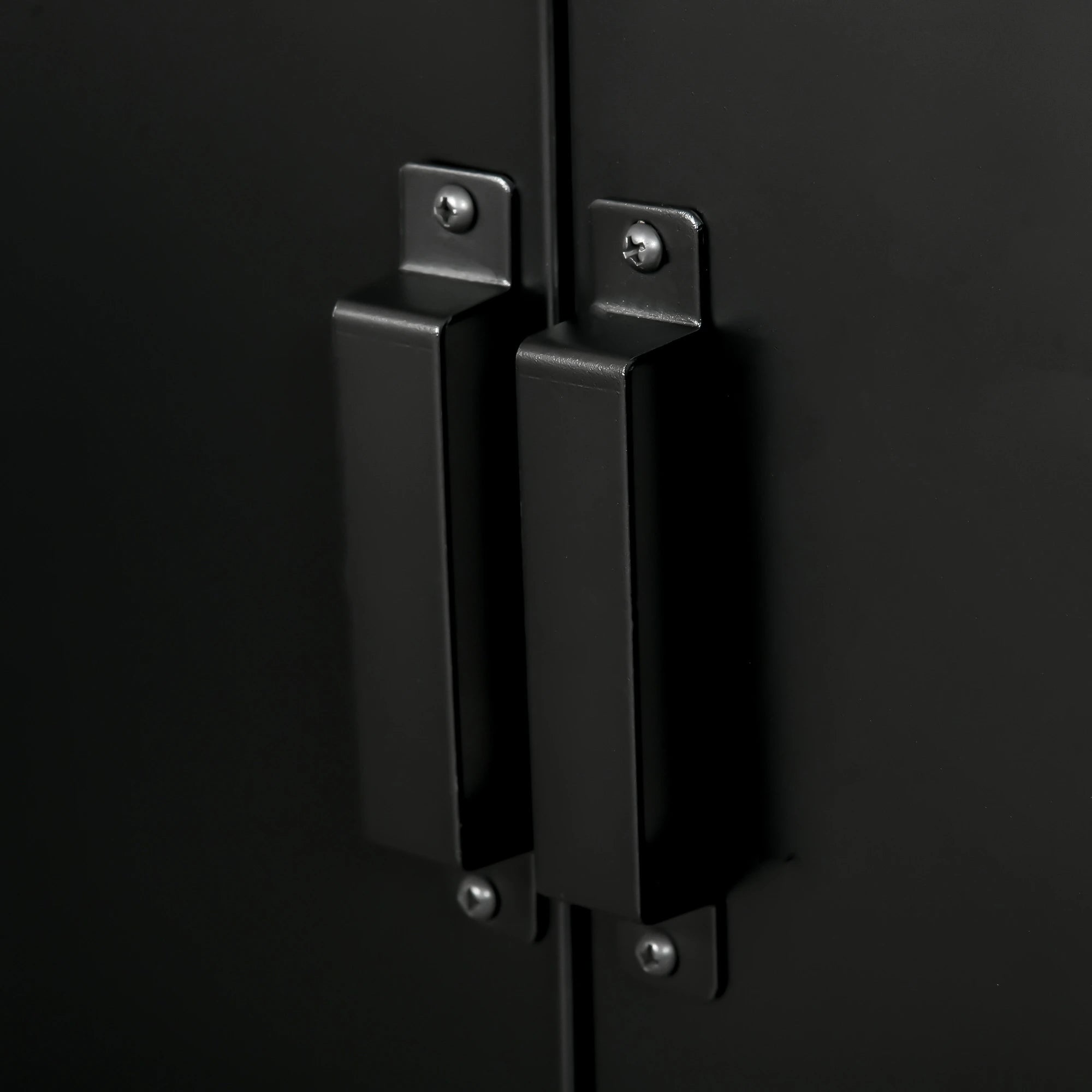 Metal Storage Cabinet, 2 Louvered Doors, Adjustable Shelves, Black Storage Cabinets at Gallery Canada