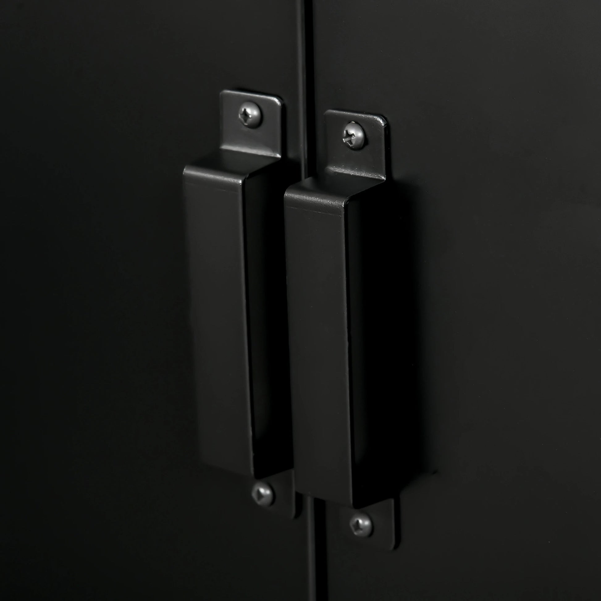 Metal Storage Cabinet, 2 Louvered Doors, Adjustable Shelves, Black Storage Cabinets at Gallery Canada