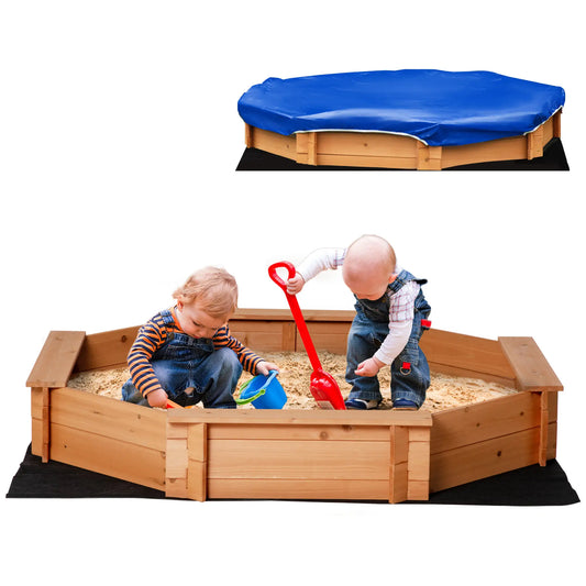 Kids Sandbox with Cover, Seat, 55" x 55" x 8.5", Red Sandboxes & Accessories Red, Blue at Gallery Canada