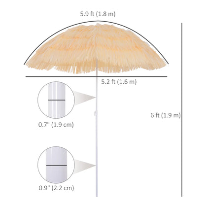 6FT Beach Umbrella, Tilt Sunshade, Adjustable Height, Wheat Beach Umbrellas at Gallery Canada