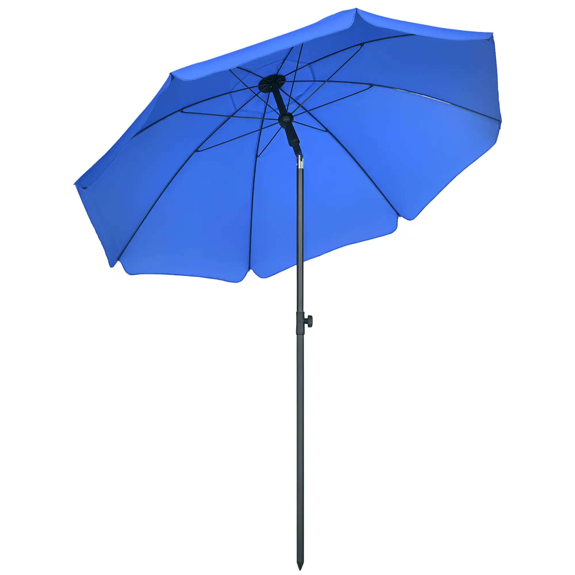 6ft Beach Umbrella, UV50+ Vented Canopy, Push Button Tilt, Blue Beach Umbrellas at Gallery Canada