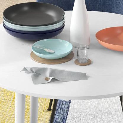 Folding Dining Table, Round Drop Leaf Kitchen Table, Distressed White, White Dining Tables at Gallery Canada