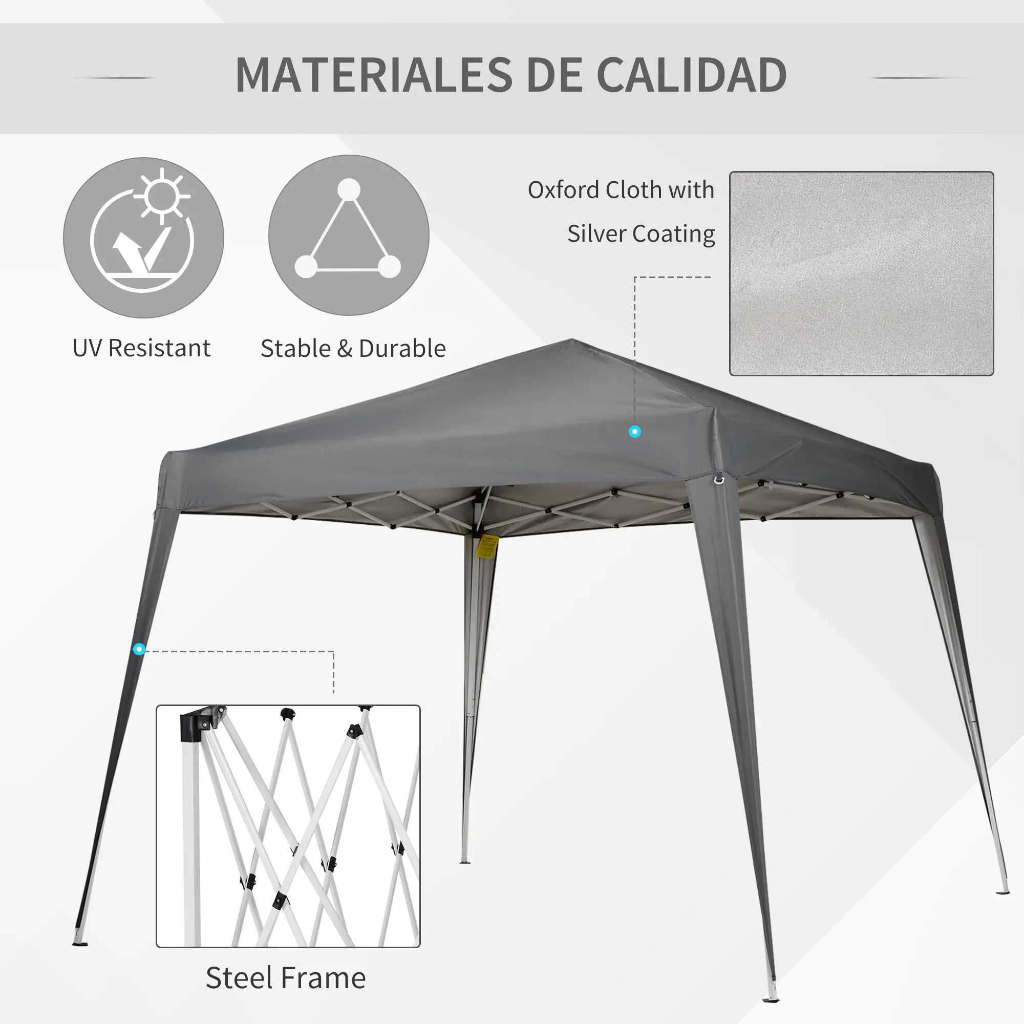 8' x 8' Pop Up Canopy, Outdoor Folding Tent, Portable with Bag, Grey Pop Up Canopies at Gallery Canada