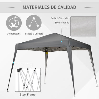 8' x 8' Pop Up Canopy, Outdoor Folding Tent, Portable with Bag, Grey Pop Up Canopies at Gallery Canada