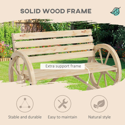 42" Wood Wagon Wheel Bench, Rustic Loveseat, Natural Wood Outdoor Benches at Gallery Canada