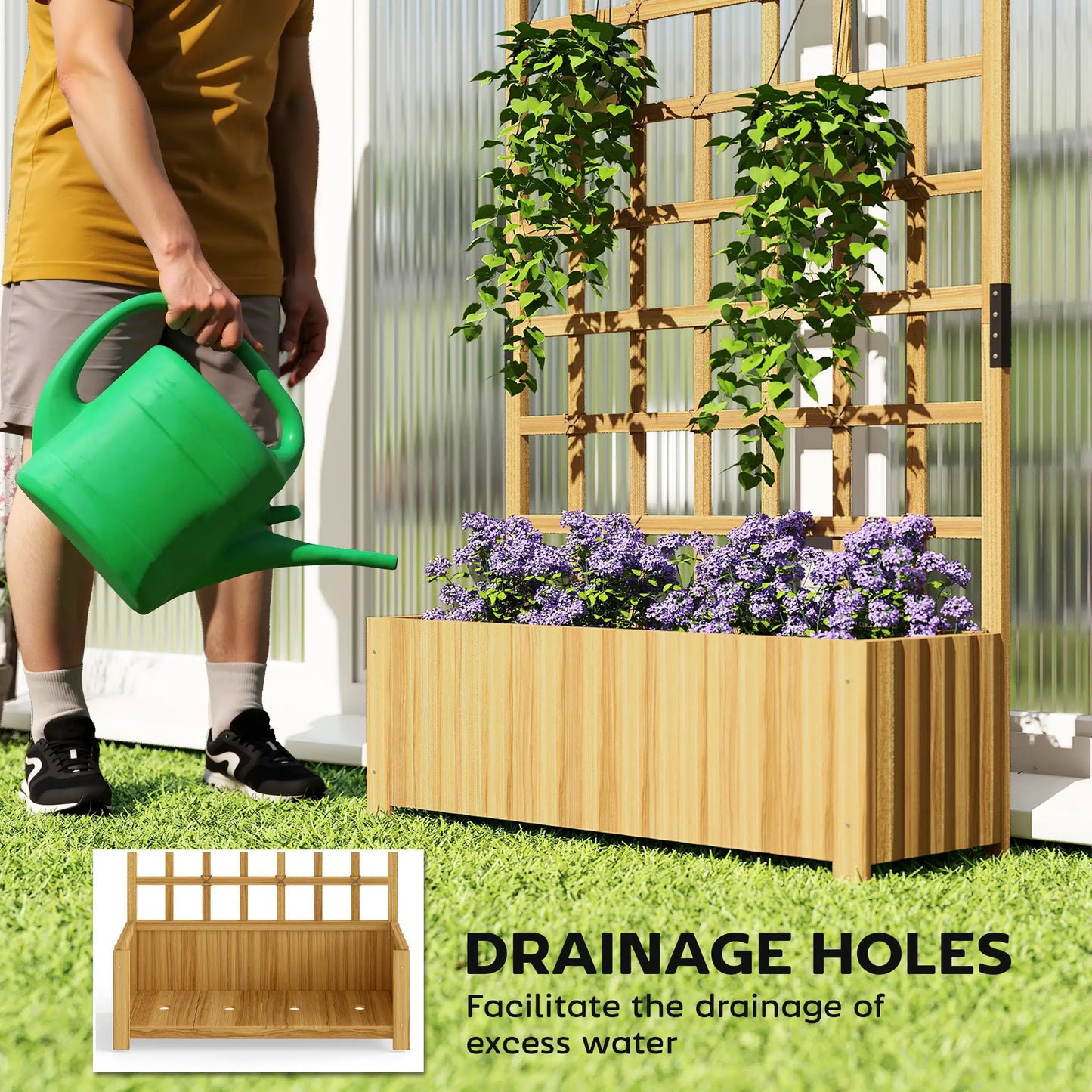Wooden Raised Garden Bed with Trellis, Elevated Planter Box Wooden Planter Boxes at Gallery Canada