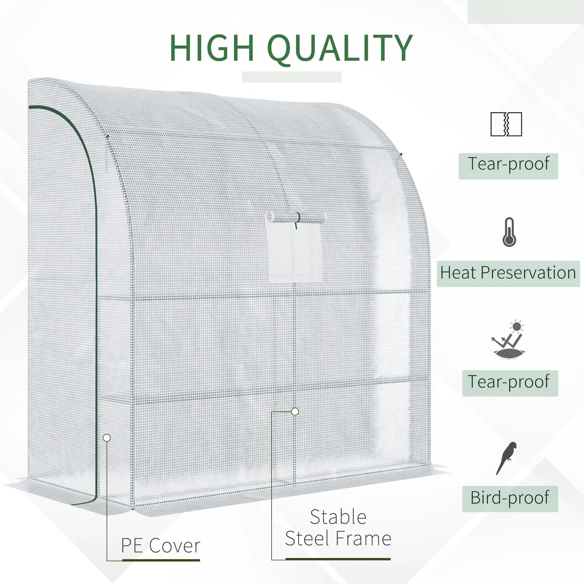 7' x 3' x 7' Walk-In Greenhouse, Roll-Up Mesh Windows, Zipper Door, White Walk In Greenhouses at Gallery Canada